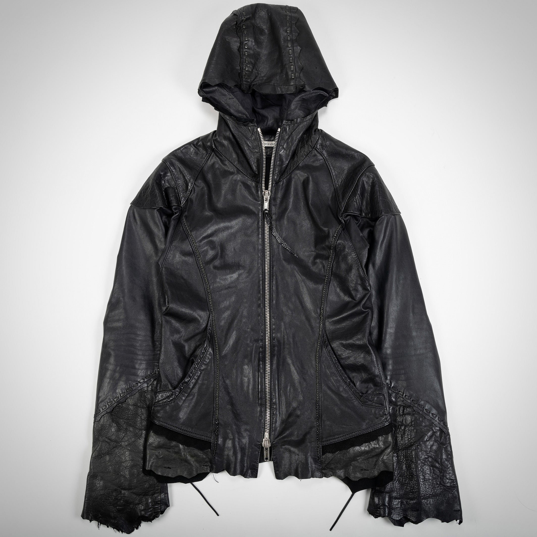 NATSUKO:HOODED LEATHER JACKET