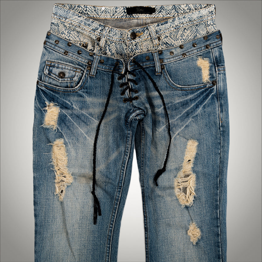 MIDAS:DOUBLE LAYER LACED JEANS – ANOMALIE WORLD