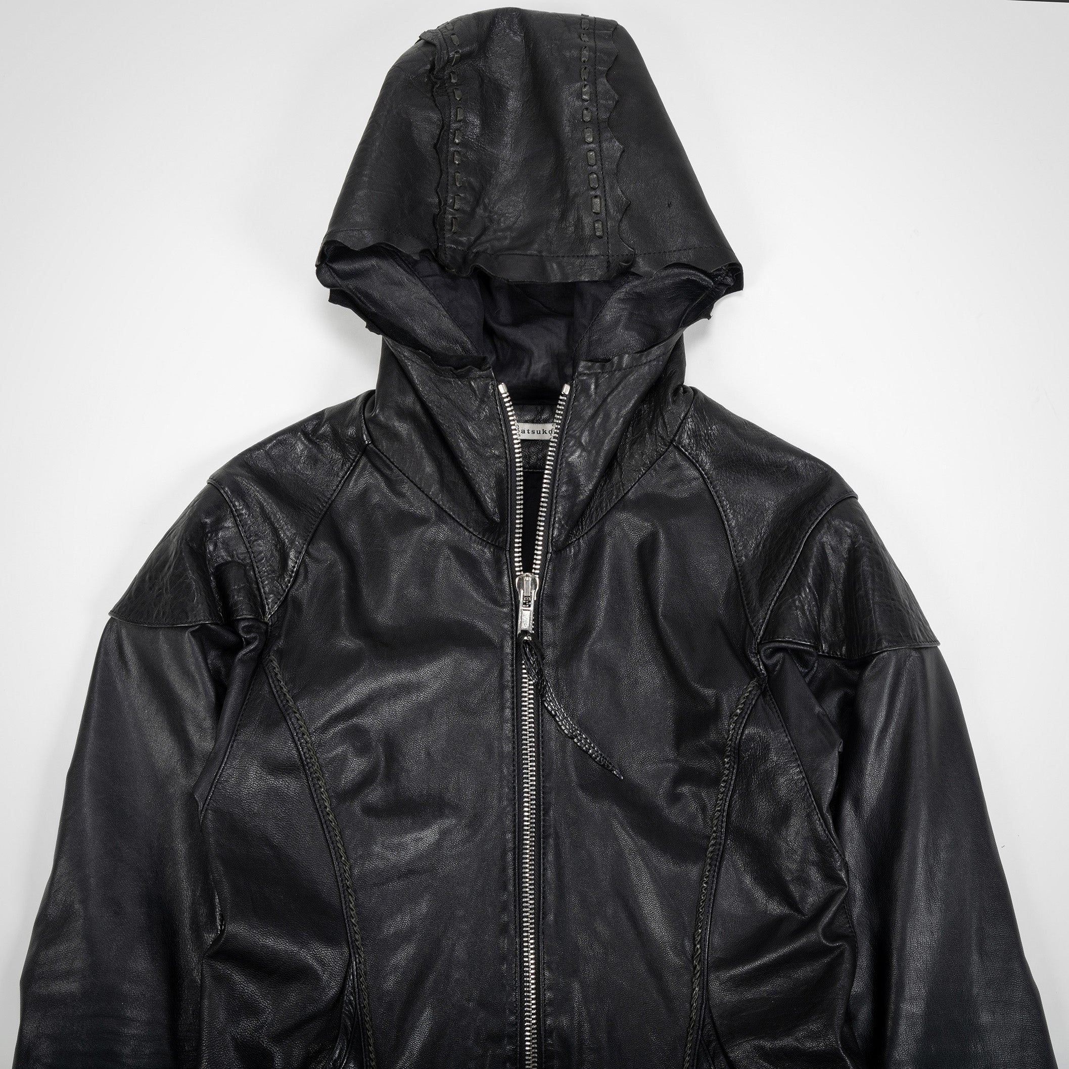 NATSUKO:HOODED LEATHER JACKET