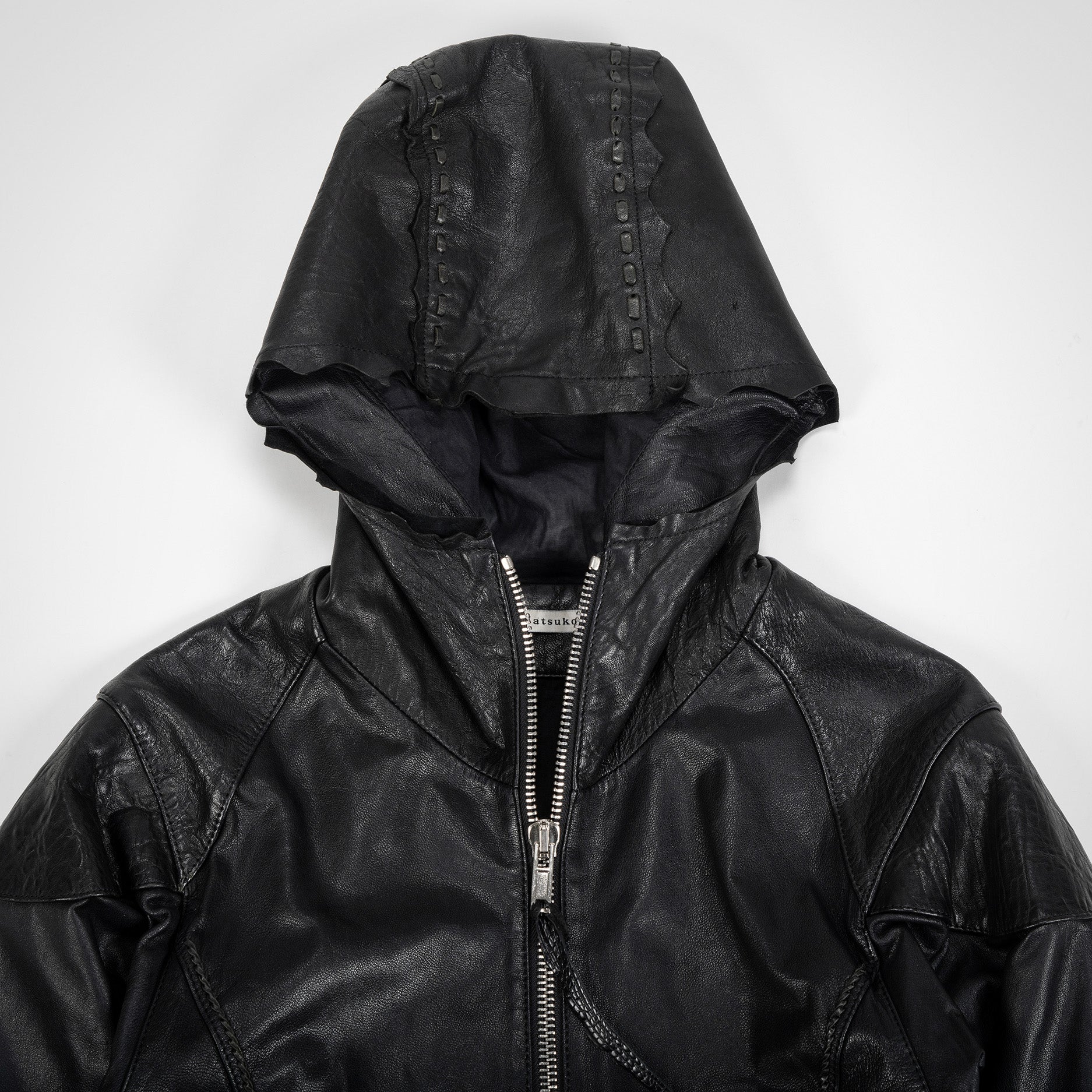 NATSUKO:HOODED LEATHER JACKET