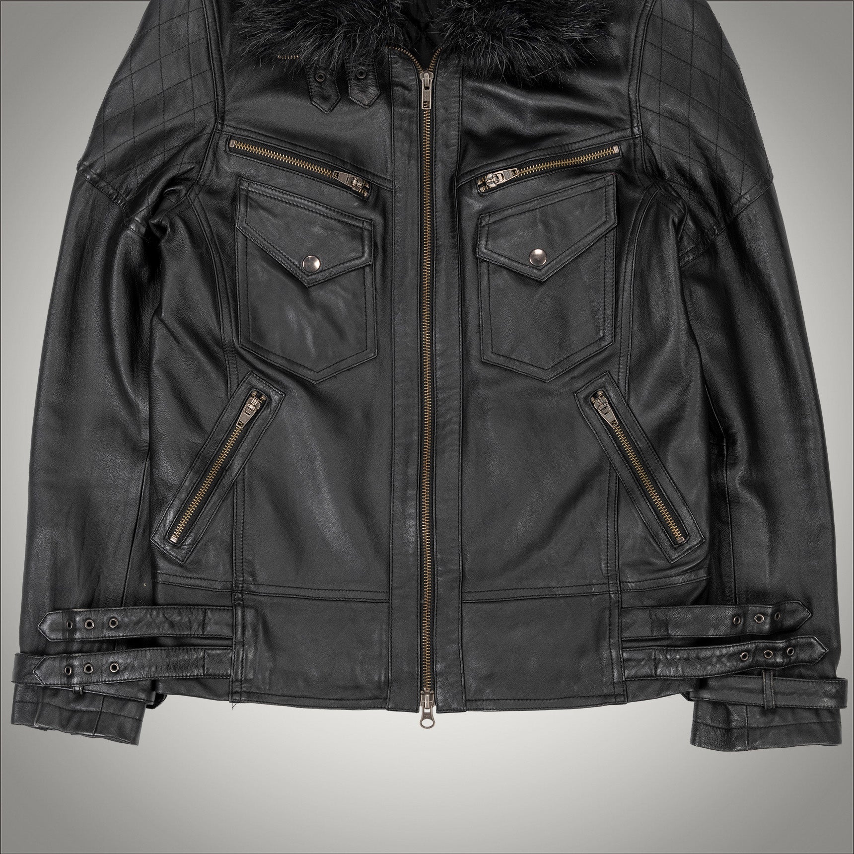 JACKROSE:BLACK COW FUR JACKET