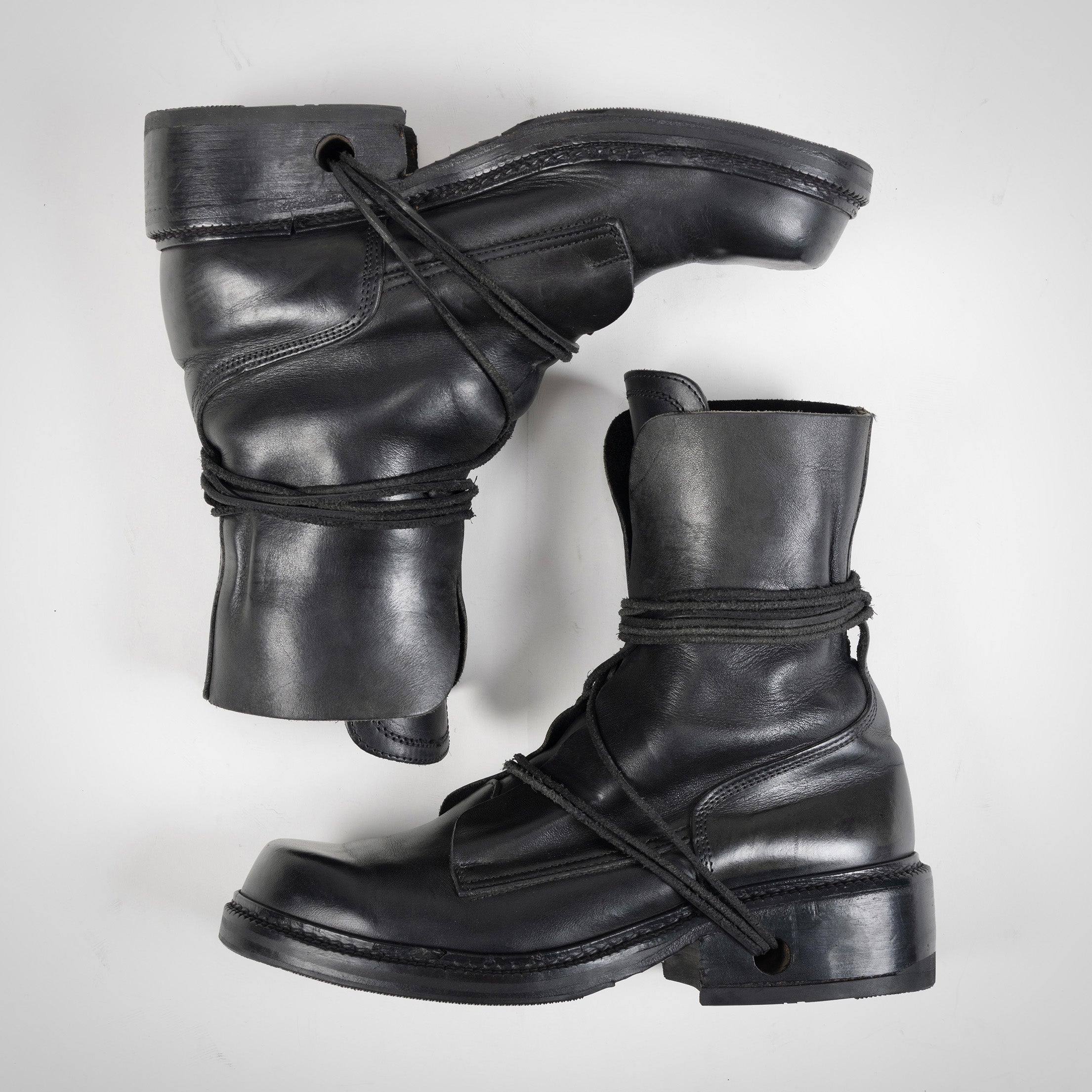 DIRK BIKKEMBERGS:90S LACE-TROUGH HEEL BOOTS