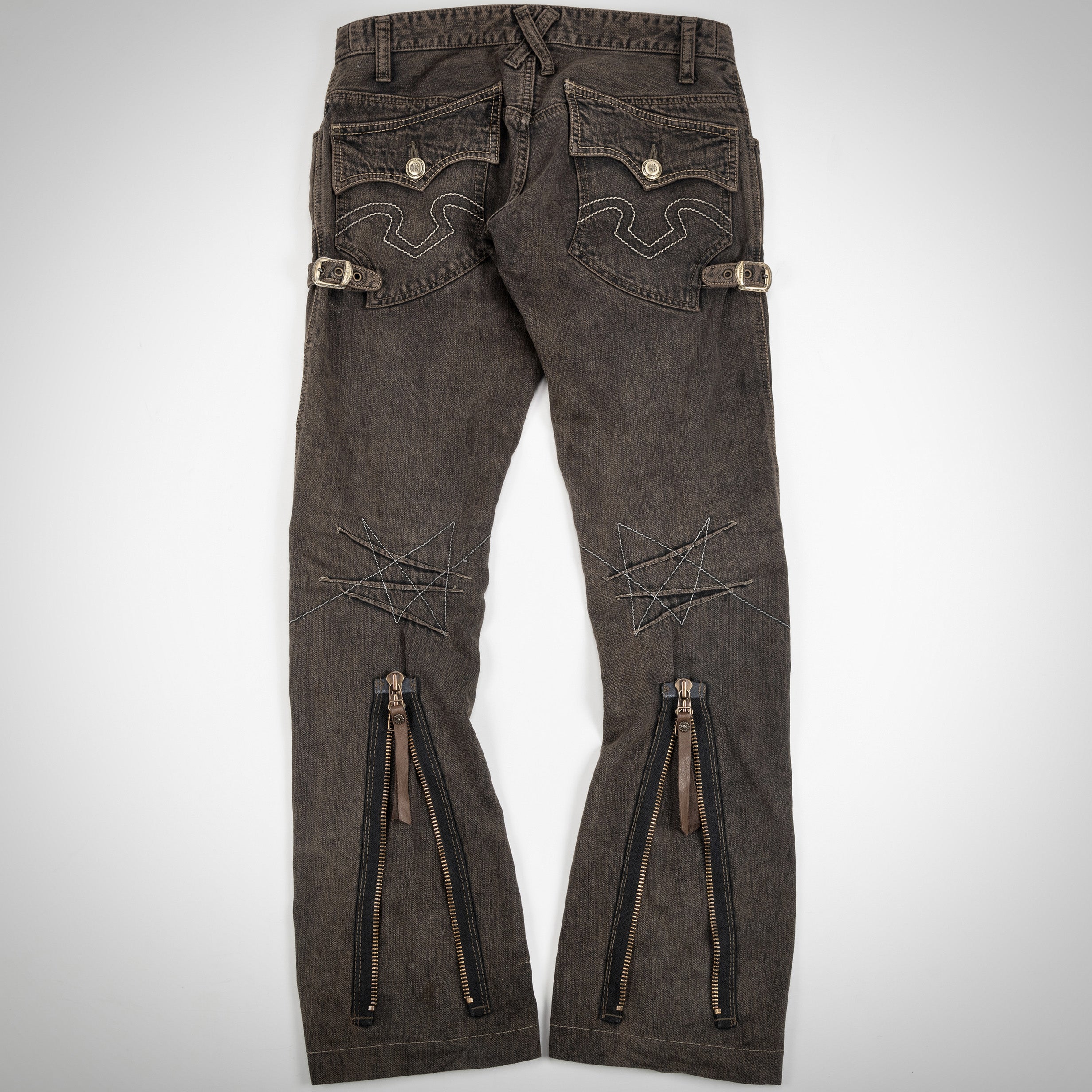 OBELISK:FLARED GUN SLINGERS CARGO JEANS – :ANOMALIE_