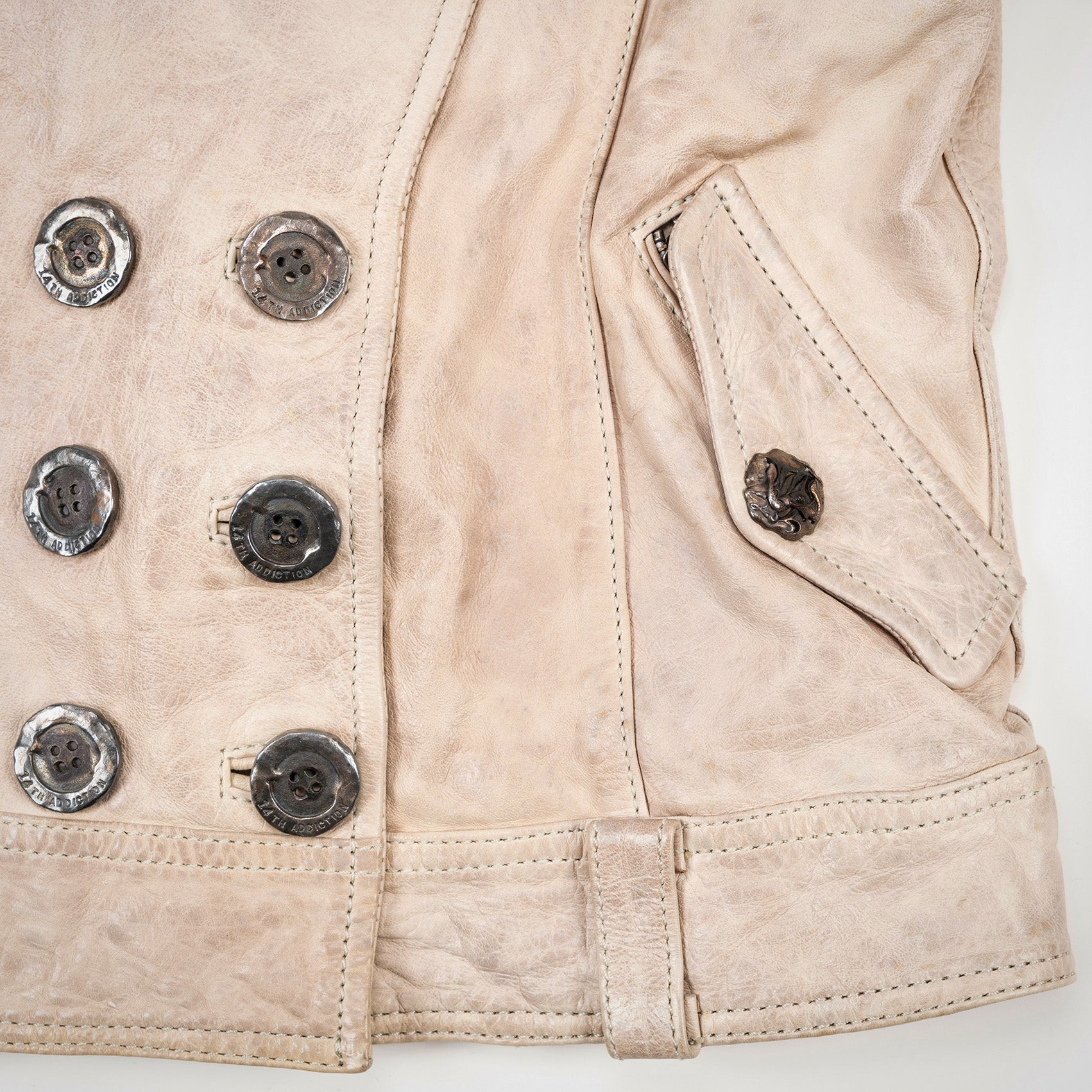 14TH ADDICTION:CROPPED COW LEATHER JACKET