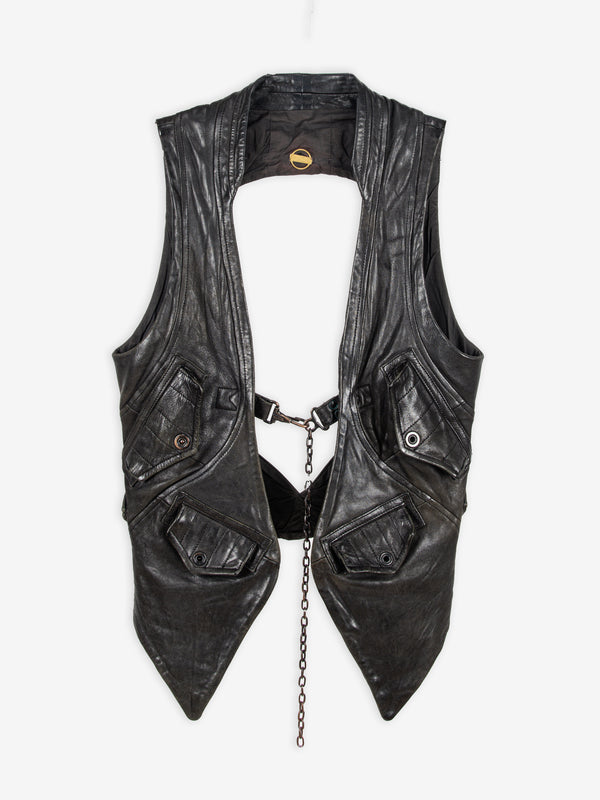 CARGO LEATHER VEST