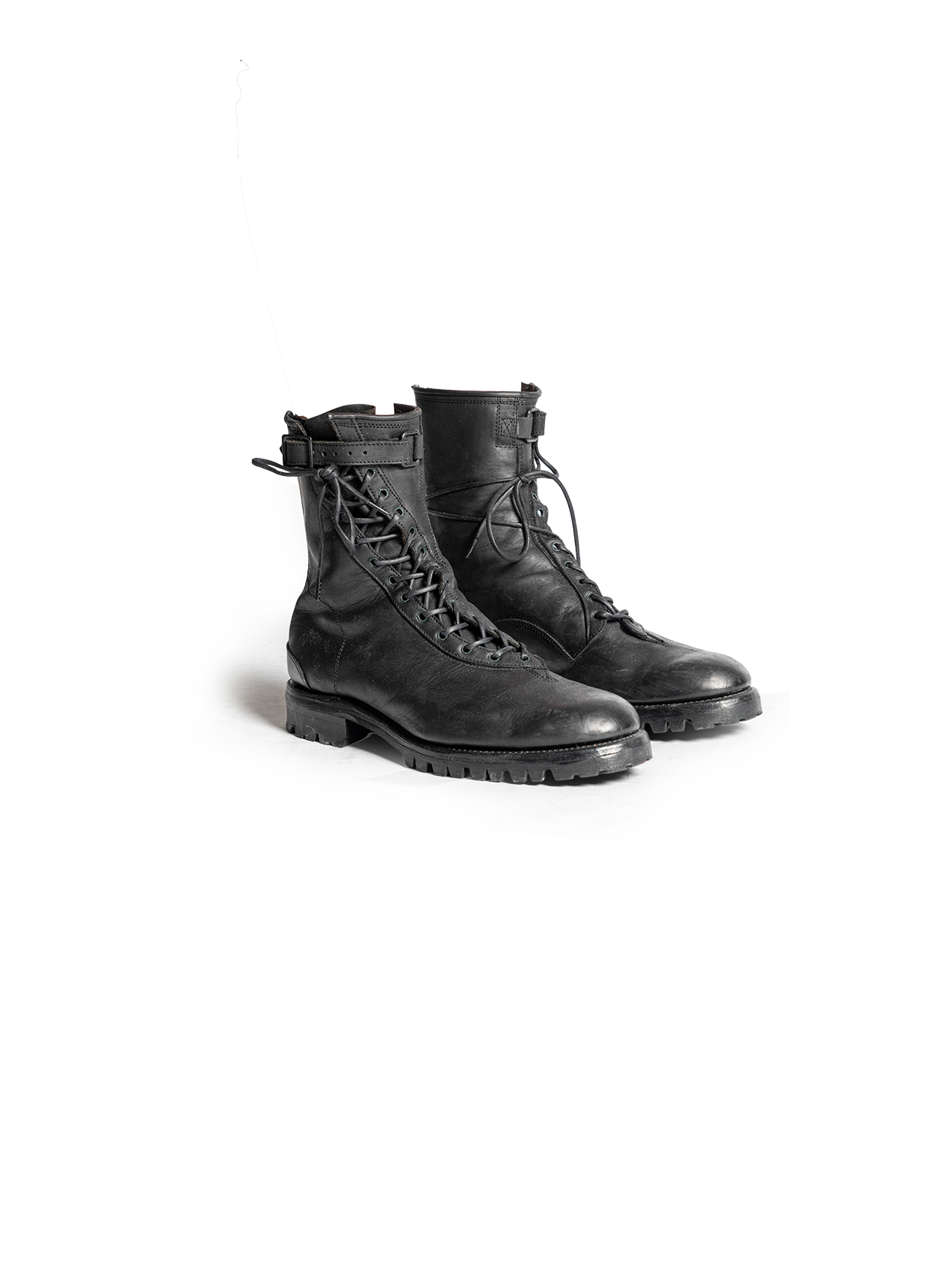 Diagonal Lace Strap Boots