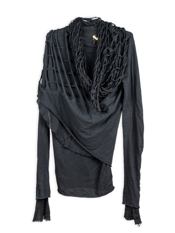 LASER-CUT SCARF CARDIGAN