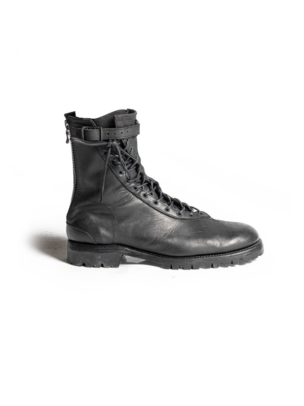 Diagonal Lace Strap Boots